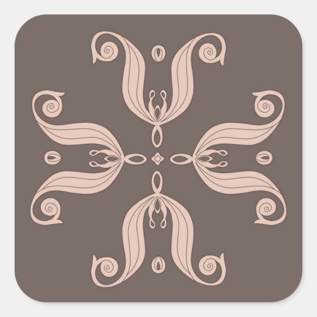 Kazakh tulips pattern  square sticker (Front)