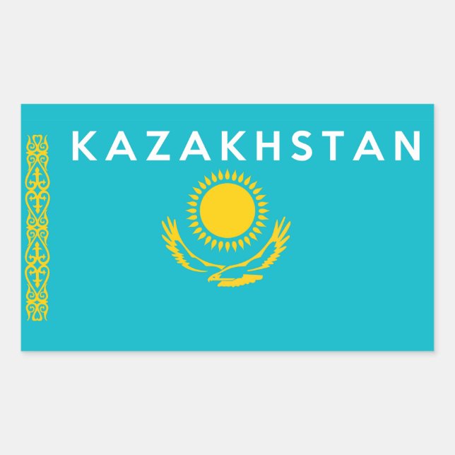 kazakhstan country flag symbol name text sticker (Front)
