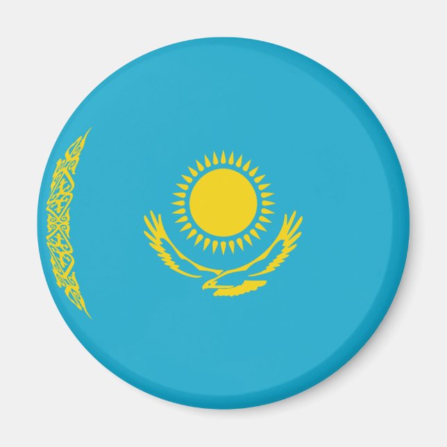 Kazakhstan Fisheye Flag Magnet (Front)