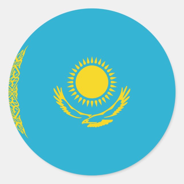 Kazakhstan Fisheye Flag Sticker (Front)