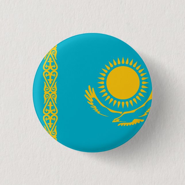 Kazakhstan Flag 1 Inch Round Button (Front)