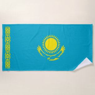 Kazakhstan Flag Beach Towel