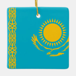 Kazakhstan Flag Ceramic Ornament