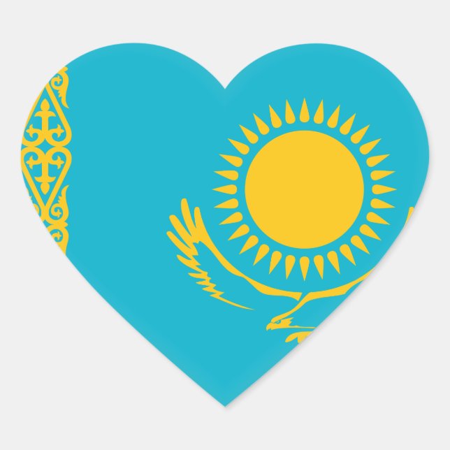 Kazakhstan Flag Heart Sticker (Front)