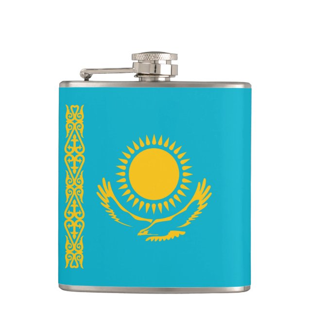 Kazakhstan flag hip flask (Front)
