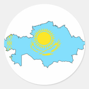 Kazakhstan flag map classic round sticker