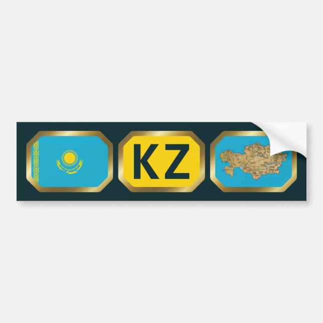 Kazakhstan Flag Map Code Bumper Sticker (Front)