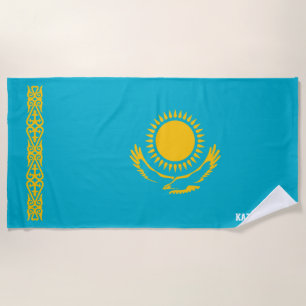 Kazakhstan Flag Splendid Patriotic Beach Towel