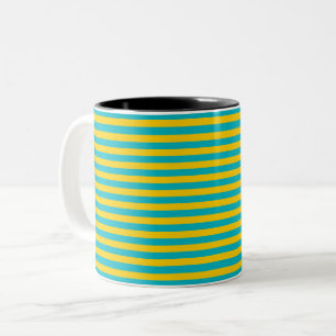 Kazakhstan flag stripes italy symbol lines pattern Two-Tone coffee mug