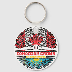Kazakhstan Kazakh Canadian Canada Tree Roots Flag Keychain