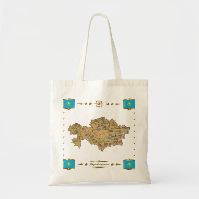 Kazakhstan Map + Flags Bag (Front)