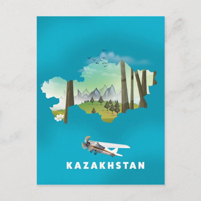 Kazakhstan map postcard (Front)