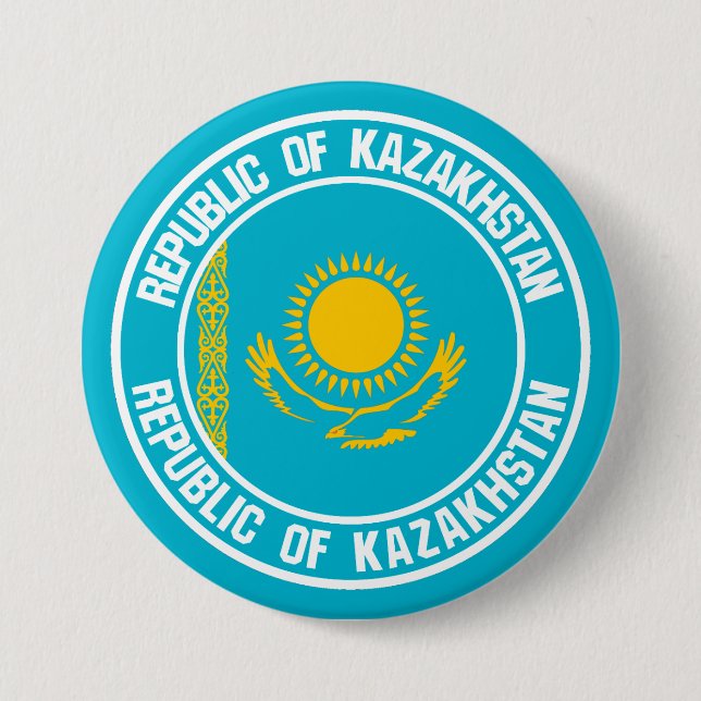 Kazakhstan Round Emblem 3 Inch Round Button (Front)