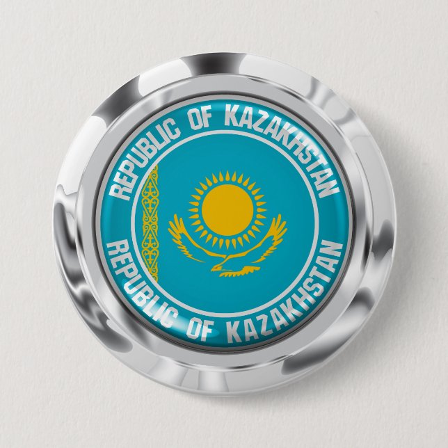 Kazakhstan Round Emblem 3 Inch Round Button (Front)