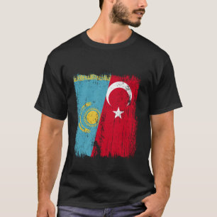 Kazakhstan Turkey Half Flag Turkiye Kazakh Turkish T-Shirt
