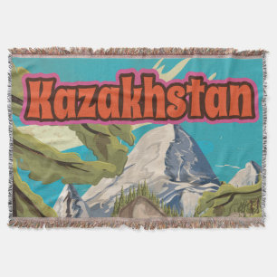 Kazakhstan Vintage Travel Poster Throw Blanket