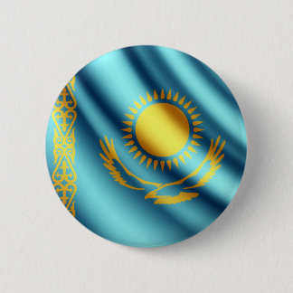Kazakhstan waving flag pinback button