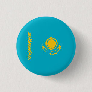 Kazakhstani Flag, Flag of Kazakhstan 1 Inch Round Button