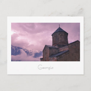 Kazbegi Georgia Gergeti Church Mountain Landscape Postcard