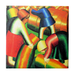 Kazimir Malevich--Taking in the Harvest, Tile