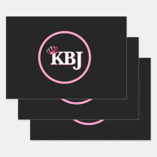 KBJ Pink Black Wrapping Paper Sheets