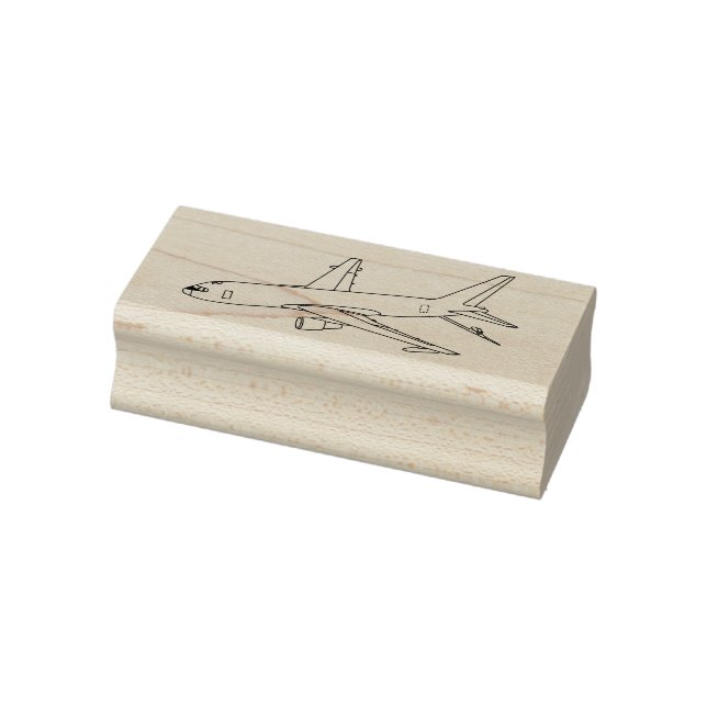 KC-46 Line Drawing Boom Down Three Quarter View Rubber Stamp (Stamp)