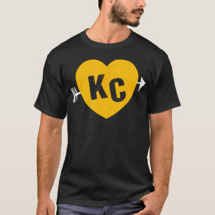 Kc Red  Yellow Heart  Arrow Kc Kansas City 2 Lette T-Shirt