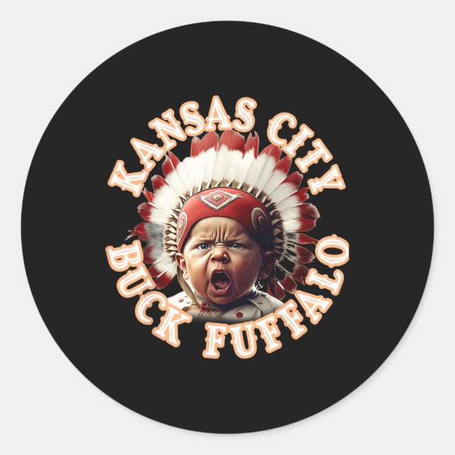 Kc Tailgate Kansas City Bbq Buck Fuffalo Barbecue  Classic Round Sticker (Front)