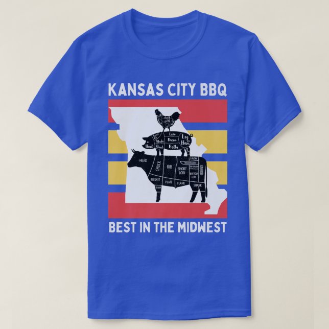 KCMO BBQ, Midwest Grilling, Cows, Cattle, Pigs Chi T-Shirt (Design Front)