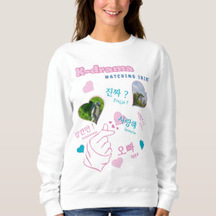 Kdrama 2 Photo Collage korean hangul typography Sweatshirt