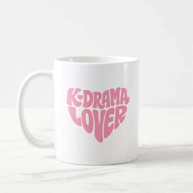 Kdrama Lover Simple Minimal Pink Heart Typography Coffee Mug