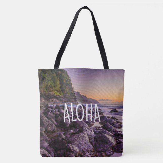 Ke’e Beach at Sunrise, Kauai, Hawaiian Beach Bag (Front)
