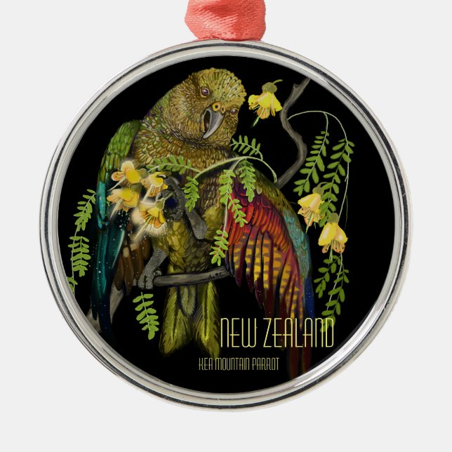 Kea New Zealand Mountain Parrot  Metal Ornament (Front)