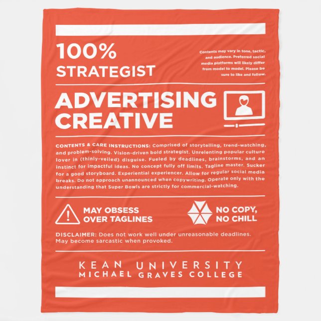 Kean MGC Advertising Care Label Fleece Blanket (Front)