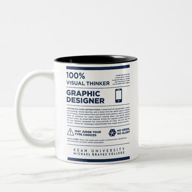 Kean MGC Care Label Graphic Design Mug (Gauche)