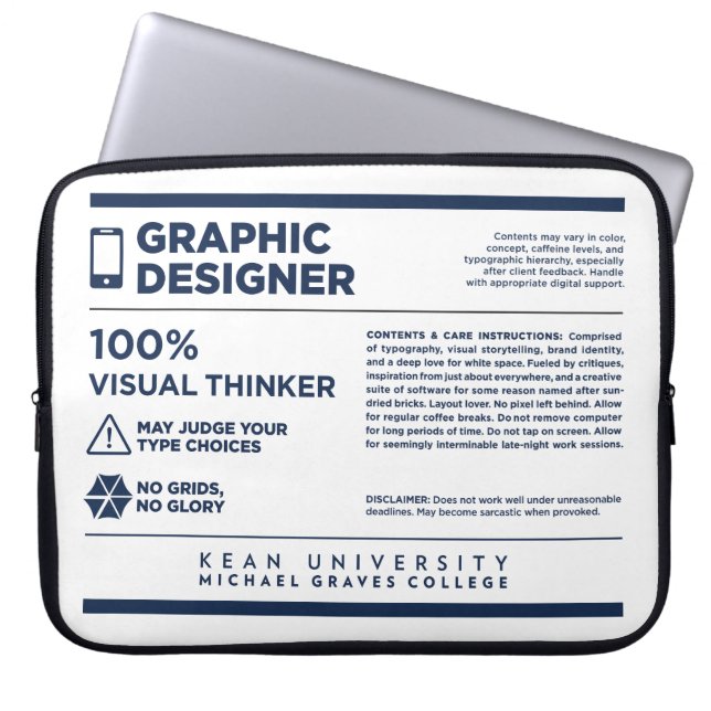 Kean MGC Graphic Design Care Label Laptop Sleeve (Front)