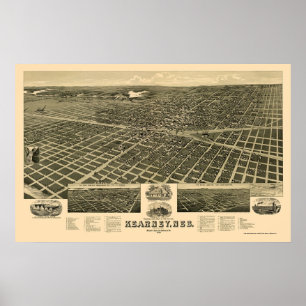 Kearney, NE Panoramic Map - 1889 Poster