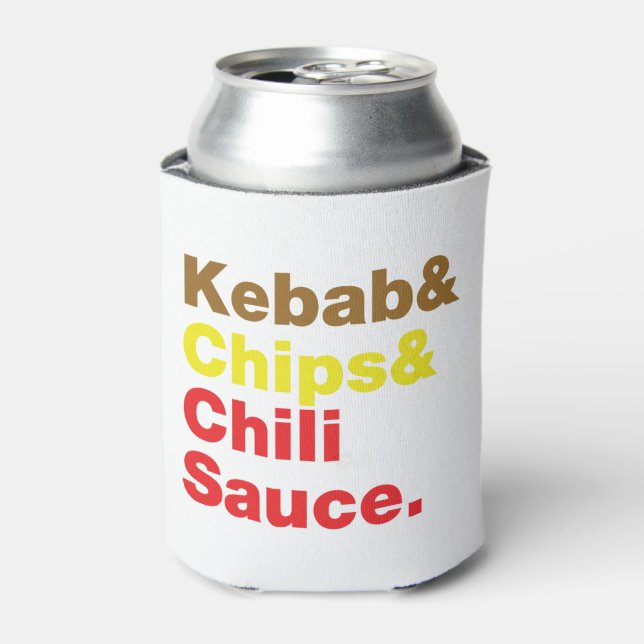 Kebab & Chips & Chili Sauce. Can Cooler (Can Front)