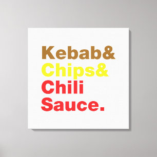 Kebab & Chips & Chili Sauce. Canvas Print