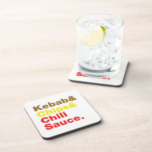 Kebab & Chips & Chili Sauce. Coaster