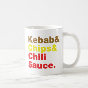 Kebab & Chips & Chili Sauce. Coffee Mug