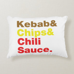 Kebab & Chips & Chili Sauce. Decorative Pillow