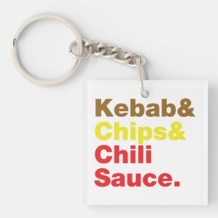 Kebab & Chips & Chili Sauce. Keychain