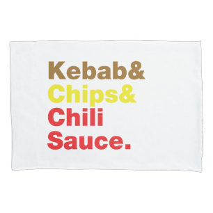 Kebab & Chips & Chili Sauce. Pillowcase