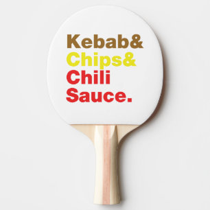 Kebab & Chips & Chili Sauce. Ping Pong Paddle