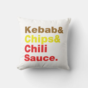 Kebab & Chips & Chili Sauce. Throw Pillow