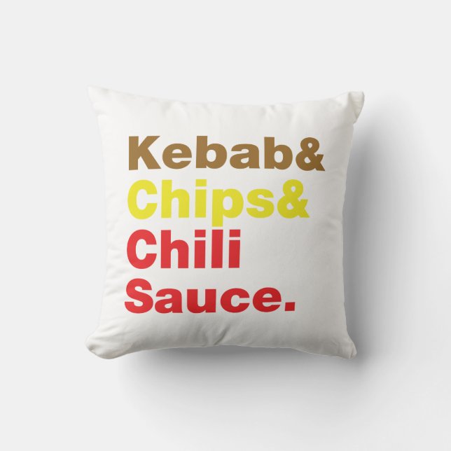 Kebab & Chips & Chili Sauce. Throw Pillow (Front)
