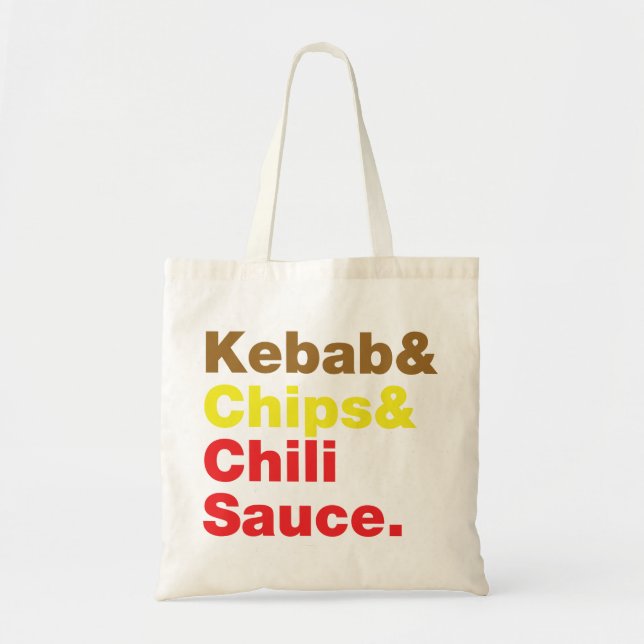 Kebab & Chips & Chili Sauce. Tote Bag (Front)