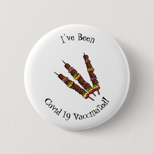 Kebab or kabob cartoon illustration 2 inch round button (Front)
