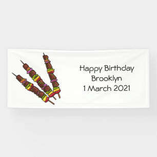 Kebab or kabob cartoon illustration banner